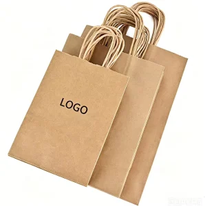 Reusable Eco Friendly Brown Kraft Paper Classic Handle Bags with Custom Logo for Wedding Favors Durable Packaging