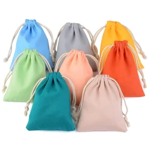 Reusable Eco Friendly Durable Small Pouch Custom Logo Natural Cotton Dust Bag in 8 Colors Drawstring Luxury for Handbags