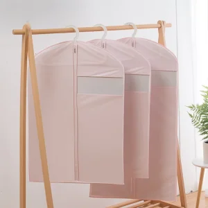 Reusable Eco Friendly Water Resistant Dust Proof Zipper Closure Translucent PE Non Woven Clothes Cover Dust Bag
