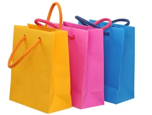 Reusable Eco friendly Small Kraft Paper Gift Bags with Handles Custom Printed Logo for Small Businesses and Supermarkets