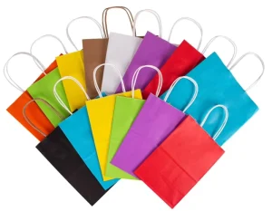 Reusable Eco friendly Small Kraft Paper Gift Bags with Handles Custom Printed Logo for Small Businesses and Supermarkets