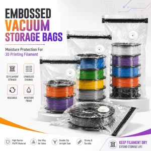 Reusable Embossed Vacuum Storage Bags with Valve for 3D Printing Filament Moisture Protection