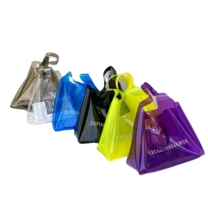 Reusable Fashion Transparent Shopping Bag Custom Plastic Handbags Famous Brands Colorful Bag