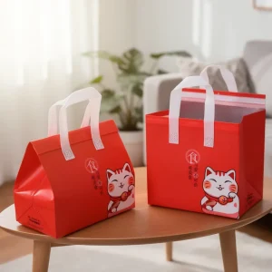 Reusable Thermal Insulated Cooler Bag Custom Logo pink Non Woven Food Delivery Cooler Bag Aluminum Foil Lamination