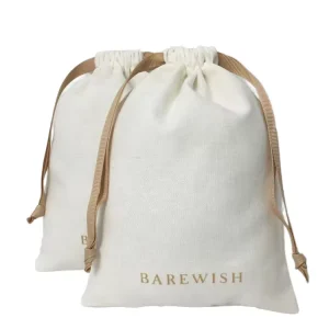Reusable White Cotton Pouch Soft Clothes Dust Drawstring Fabric Custom Logo Screen Printing Stickers Recyclable Gift Craft Bags