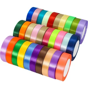 Ribbon Wholesalers 100% Polyester 20 mm 25 Yards Satin Ribbon Roll Single Face Print Logo Gift Ribbon for Wrapping