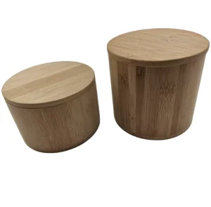Round Bamboo Storage Box with Lid Custom Round Wooden Box