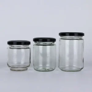 Round Bottle Mason Glass Jars for Honey Pickle Jam Food Storage with Twist Lids