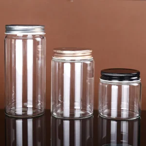 Round Clear Borosilicate Glass Jar with Metal Lid for Food Storage Milk Jelly Olive Oil Sugar Baby Food Chewing Gum