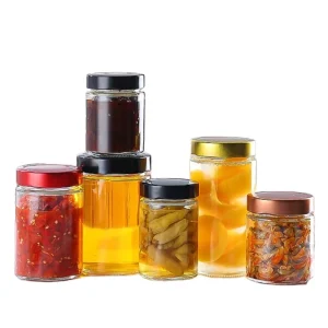 Round Clear Glass Jars with Lid Airtight Storage for Jam Coffee Beans Peanut Oatmeal Sugar Food Screen Printed Empty Bottle