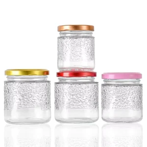 Round Clear Storage Glass Jars with Plastic Metal Lid 100ml 240ml 280ml Wide Mouth Capacity for Jam Honey Pickles