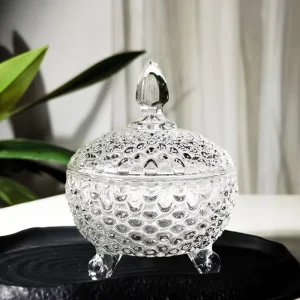 Round Cosmetic Glass Jars with Glass Bamboo Lid Spice Jar Snack Gift Craft Food Storage Packaging Glass Jar for Jam & Candy
