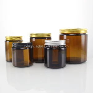Round Cylinder Shape 60ml 120ml 170ml 250ml 500ml 1000ml Amber Glass Candle Storage Jars Wide Mouth Brown Glass Container Jar
