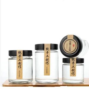 Round Glass Jar 100ml 150ml 180ml 220ml 280ml 380ml 500ml 750ml Food Glass Jar With Thickened Metal Lid