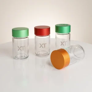 Round Square Airtight Glass Storage Jar with CR Childproof Lid Empty Glass Bottle for CR Packaging