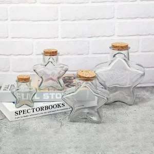 Ru Star Screen Printed Customizable Large Capacity Clear Star Shaped Glass Storage Jar with Cork for DIY Craft
