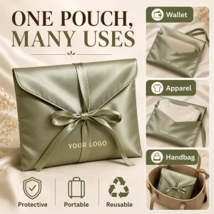 Satin Envelope Bag for Wallet Clutch Bags Custom Color Size Silk Satin Dust Bag for Handbag Shoes