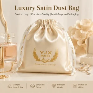 Satin Silk Drawstring Dust Bags Custom for Cosmetic Lingerie Handbags Jewelry Makeup Shopping Gift Packaging