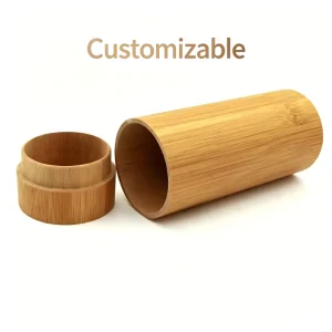 Screw Lid Bamboo Tube Box Cylindrical Empty Bamboo Packaging Container for Tea