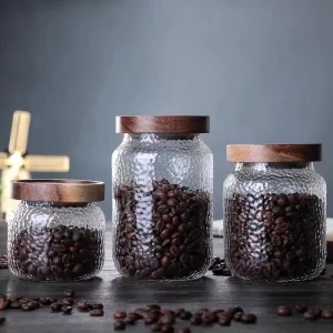 Sealed High Borosilicate Round Glass Jars with Bamboo Lid Large Capacity Food Grade for Kitchen Storage of Coffee Beans Honey
