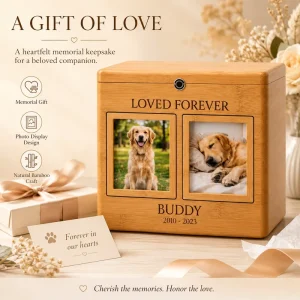 Secure Secure Bamboo Pet Memorial Box Personalized Name Dates Ashes Urn Case Factory Direct
