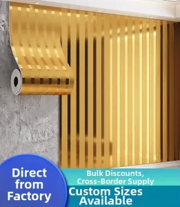 Self adhesive Wall Sticker with Imitation Grille Stripe Metal Film for Background Wall Decoration Wall Paper in Roll Form