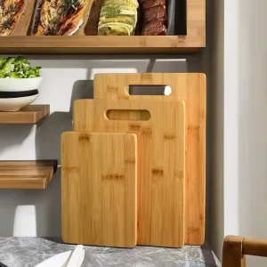 Set of 3-Piece Reversible Bamboo Wood Cutting Serving and Chopping Board Cook Butcher Block Eco-friendly for Kitchen
