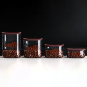 Set of Square Glass Storage Jars for Home Use with Transparent Lids Airtight and Stackable Custom made in Our Factory