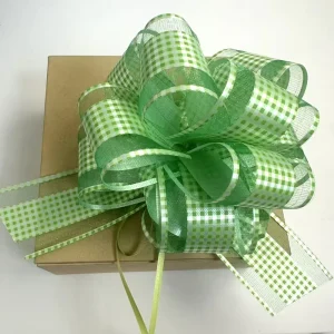 Sheer Grid Organza Pull Bow Handmade Gift Wrapping Bow for Wedding Birthday Festival Party Decoration