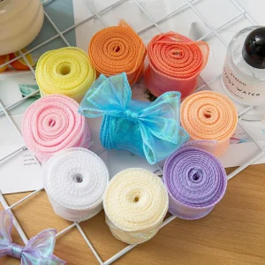 Shimmering 4cm Iridescent Organza Ribbon for Luxury Gift Box Wrapping & Party Favor Decor 10 Yards roll