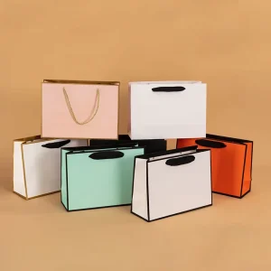 Shopping Bag, Large Medium White Gift Sturdy Paper Bag, Custom Luxury Gold Foil Matte Embossed Laminated Paper Bag