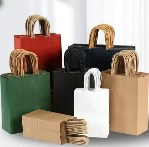 Shopping with Logo Brown Kraft Art Paper Bag with Handle Supermarket With Your Own Logo