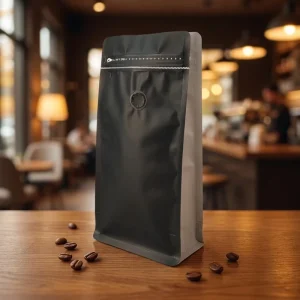 Side Printed Flat Bottom Coffee Bag Custom Size Valve Zipper Kraft Paper