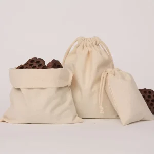 Silk Printing Eco friendly Custom logo Natural Cotton Drawstring Dust Bag for Cloth Shoes Packaging