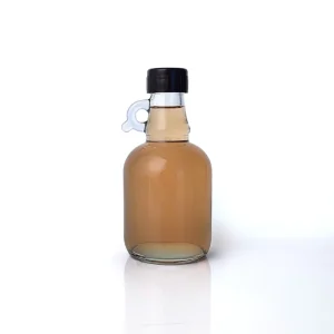 Simplife SML120 250ml 8.34oz Clear Glass Liquor Wine Coffee Bottle with Handle Screw Cap Screen Printed