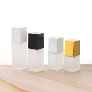Skincare Bottle 30ml 15ml Frosted Square Glass Lotion Bottle Empty Cosmetic Container for Lotion Foundation Serum