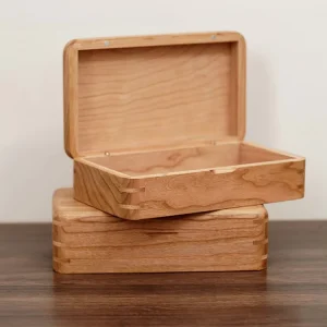 Small Cherry Rectangle Handmade Bamboo Jewelry Box Miniature Storage Case Trinkets Luxury Gift Organizer Box Custom American