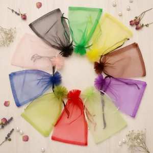 Small Cosmetic Gift Bag Transparent Mesh Drawstring Organza Tote Bag China Zhejiang