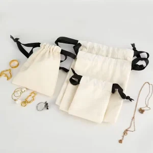 Small Eco Friendly Reusable Cotton Drawstring Bag Colorful Embroidery Dust Screen Logo Included for Jewelry Craft Gift Packaging