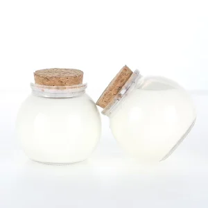 Small Empty Transparent Glass Juice Bottle with Plastic Caps Glass Pudding Bottle Cute Jars with Plastic Caps