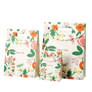 Small Fresh Recyclable Light Green Paperboard Gift Bag Punching Handle Customizable Digital Printing Exquisite Hand Gift
