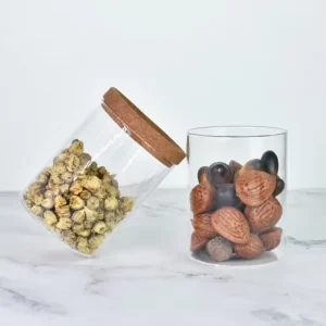 Small Glass Storage Jar for Kitchen Use Airtight Lid 8OZ 16OZ Sizes for Baby Food Cookies Cake Candy & Pet Food