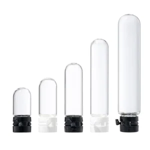 Small Light Bulb Style Glass Vial Tube Bottle Glass Cosmetic Serum Sample Vial with Tamper Evidence Cap for Decanting Liquid