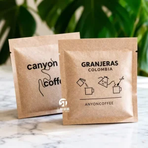 Small MOQ Custom Digital Printed Kraft Paper Drip Coffee Packaging Bag Three Side Seal Tea Coffee Packaging Bag