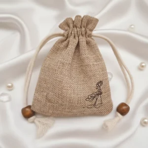 Small Natural Jute Earring Necklace Jewelry Dust Pouch Custom Logo Printed Recycled Burlap Gift Jute Drawstring Bag