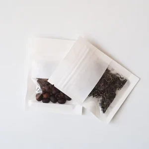 Small Reclosable Zip Lock Flat Food Storage Bags Three Side Seal Kraft Paper Brown Black Clear Window Heat Gravure Printing