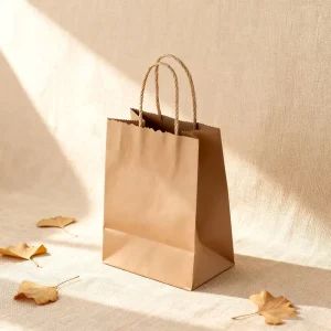 Small Rectangle Coffee Kraft Paper Bags Natural Black Color Paper Bag with Handle