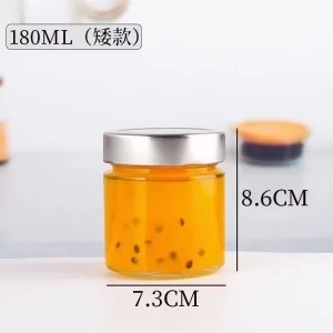 Small Round Glass Jam Storage Jars 100ml-500ml Jam Glass Food Glass Jars With Custom Color Lid Label