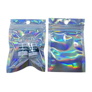 Small Sachet Bag with Zipper Seal Gravure Printed Holographic Plastic Three Side Seal Pouch Bag for Pet Food