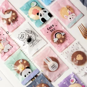 Snack Food Bags Custom Printed OPP Plastic Candy Biscuits Cookie Self Adhesive Seal Gift Food Bread Packaging Bags